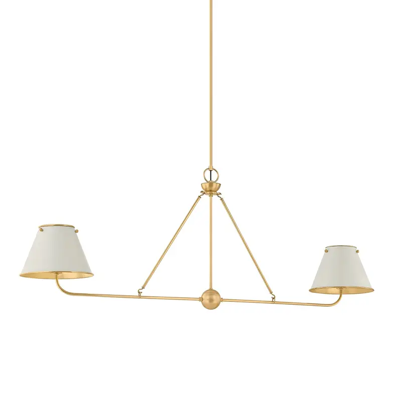 Burghley Two Light Linear Aged Brass/Off-White