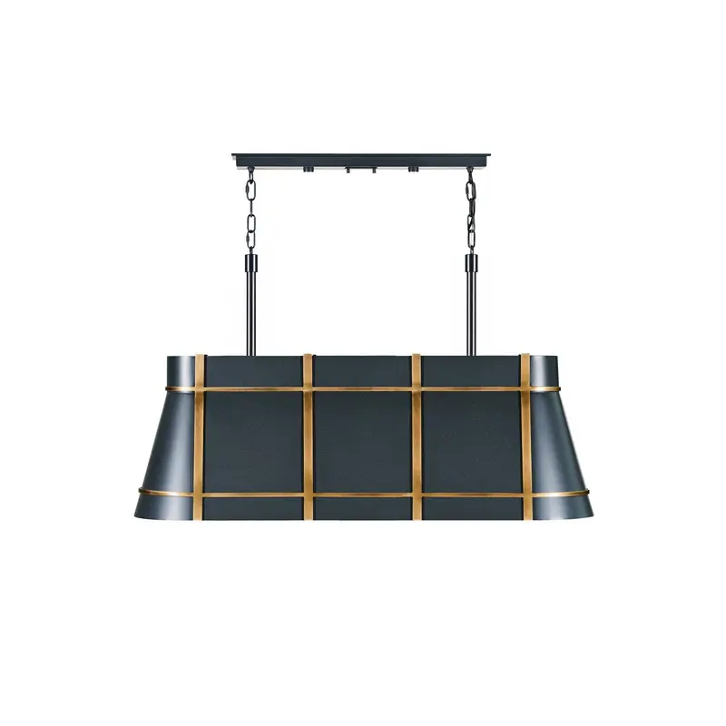 Brasserie Four Light Linear Pendant Blackened Zinc/Heritage Bronze