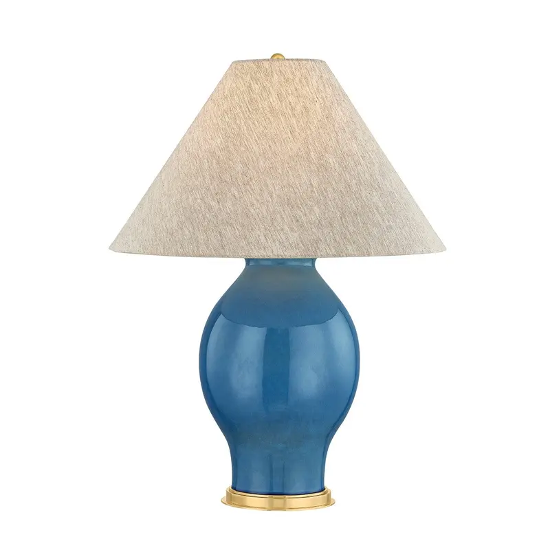 Westhorpe One Light Table Lamp Aged Brass/Ceramic French Blue