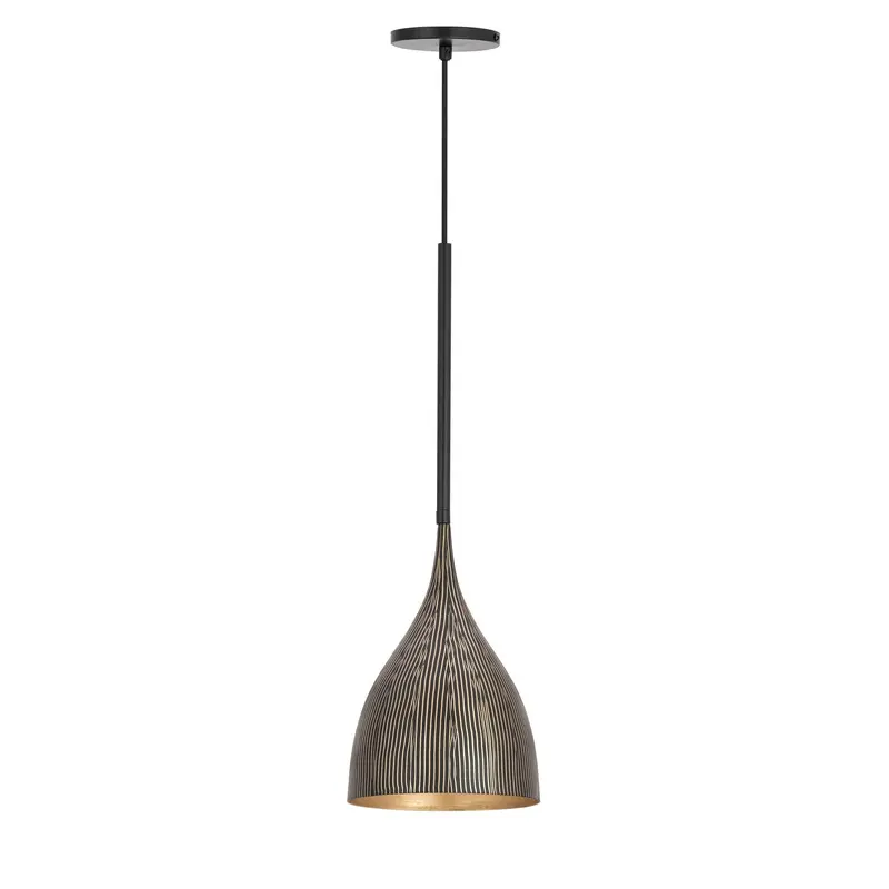 Fleur One Light Mini Pendant Black / Gold