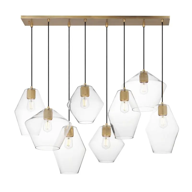 Geode Eight Light Pendant Natural Aged Brass