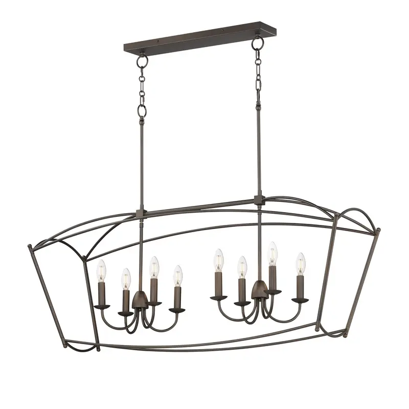 Plumette Eight Light Linear Pendant Chestnut Bronze