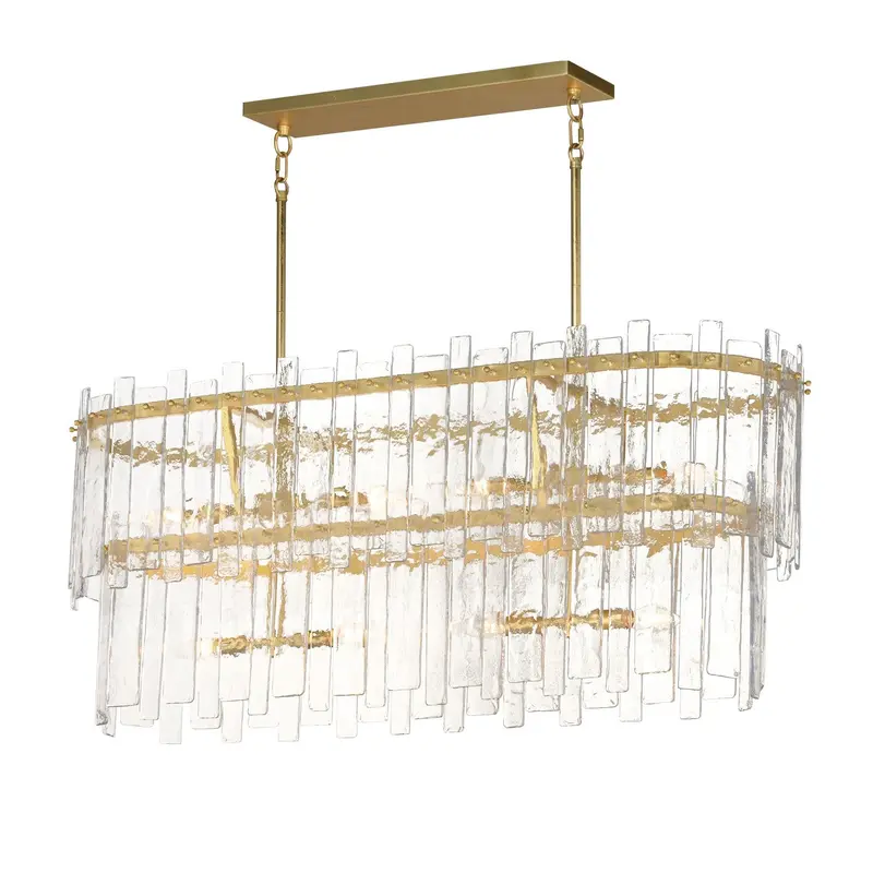 Warren Eight Light Linear Pendant Gold Leaf
