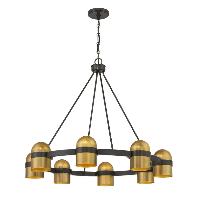 Andover Eight Light Chandelier Mediterranean Bronze and Riviera Brass
