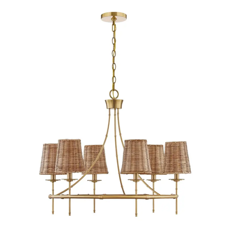 Ashbury Six Light Chandelier Warm Brass