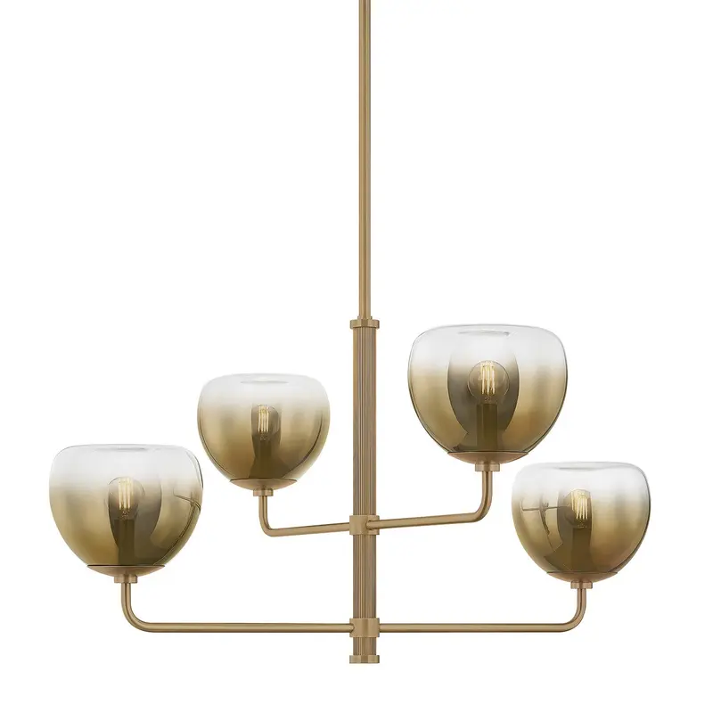 August Four Light Chandelier Patina Brass