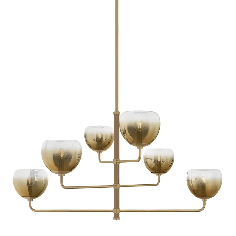 August Six Light Chandelier Patina Brass