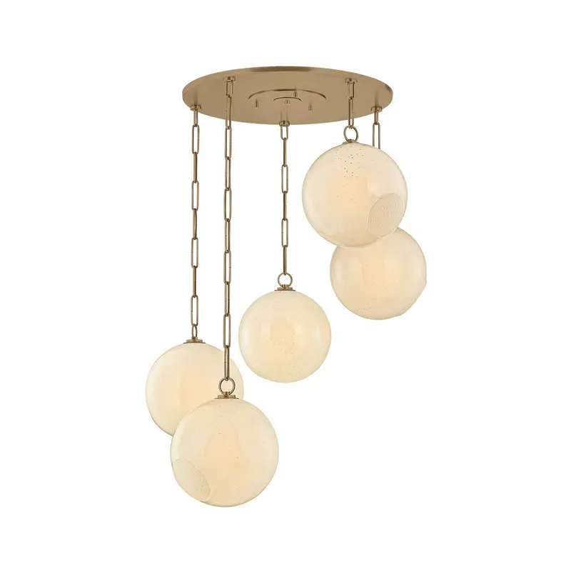 Bramble Five Light Chandelier Patina Brass