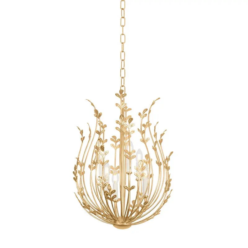 Delmore Six Light Chandelier Vintage Gold Leaf
