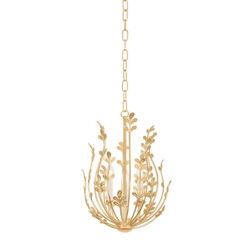 Delmore Three Light Chandelier Vintage Gold Leaf