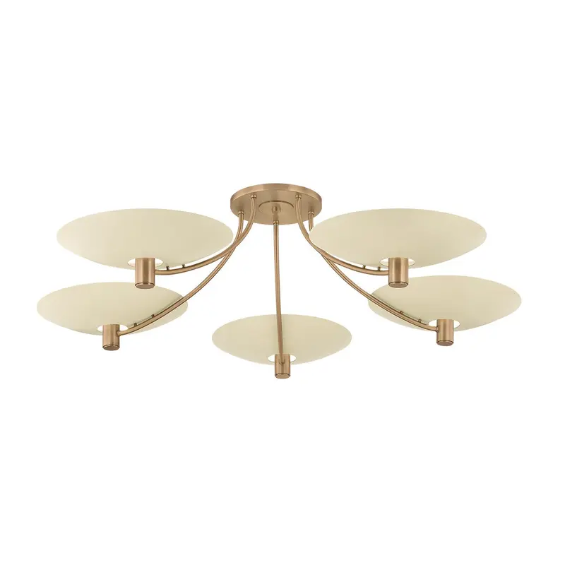 Wolfe Five Light Semi Flush Mount Patina Brass/Soft Sand