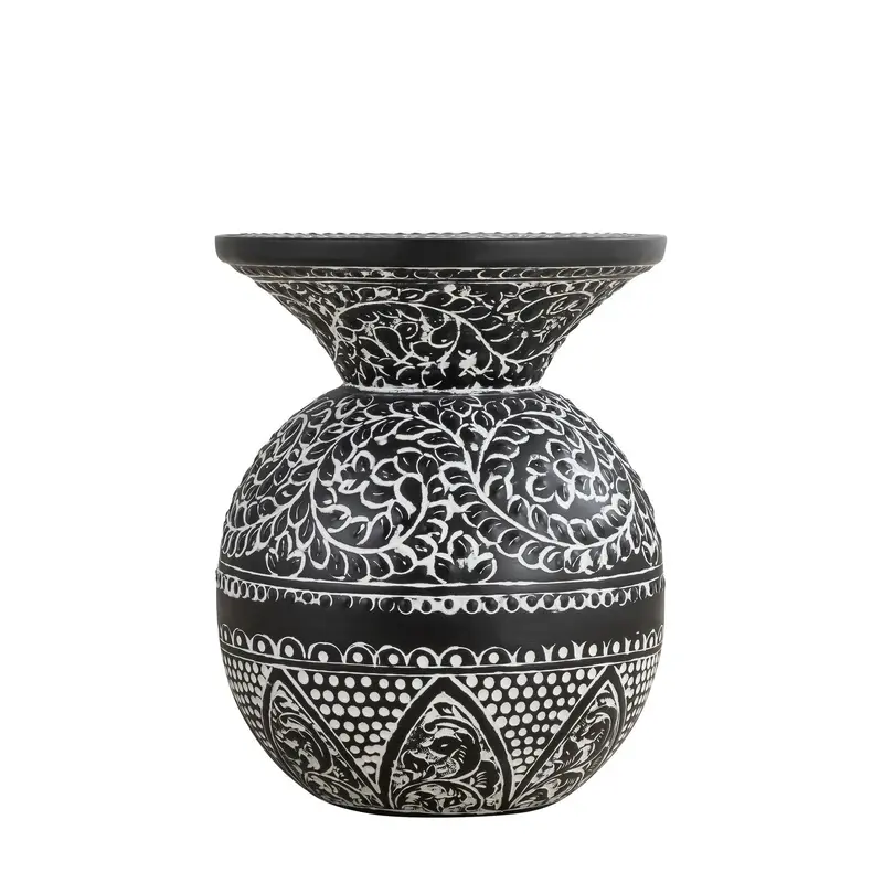 Navi Side Table Black With White Antique