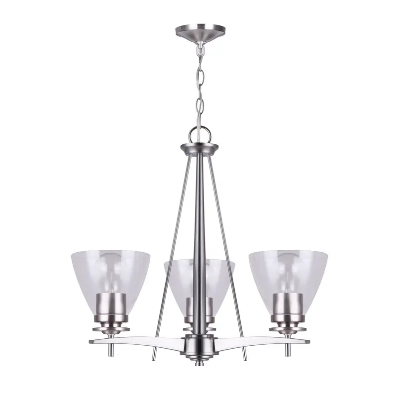 Canarm Three Light Chandelier Brushed Nickel