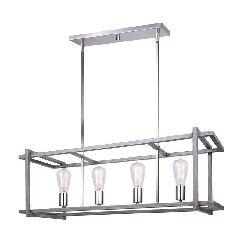 Carli Four Light Chandelier Brushed Nickel, + Brushed Dark Grey