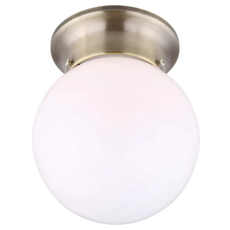 Ceiling One Light Flush Mount Antique Brass