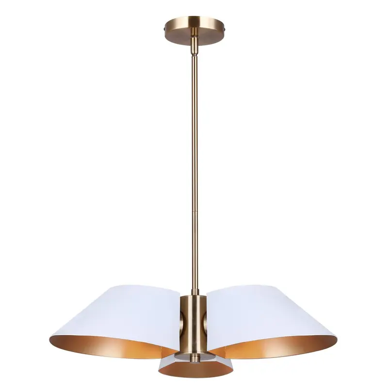 Daxton Three Light Chandelier Matte White And Gold