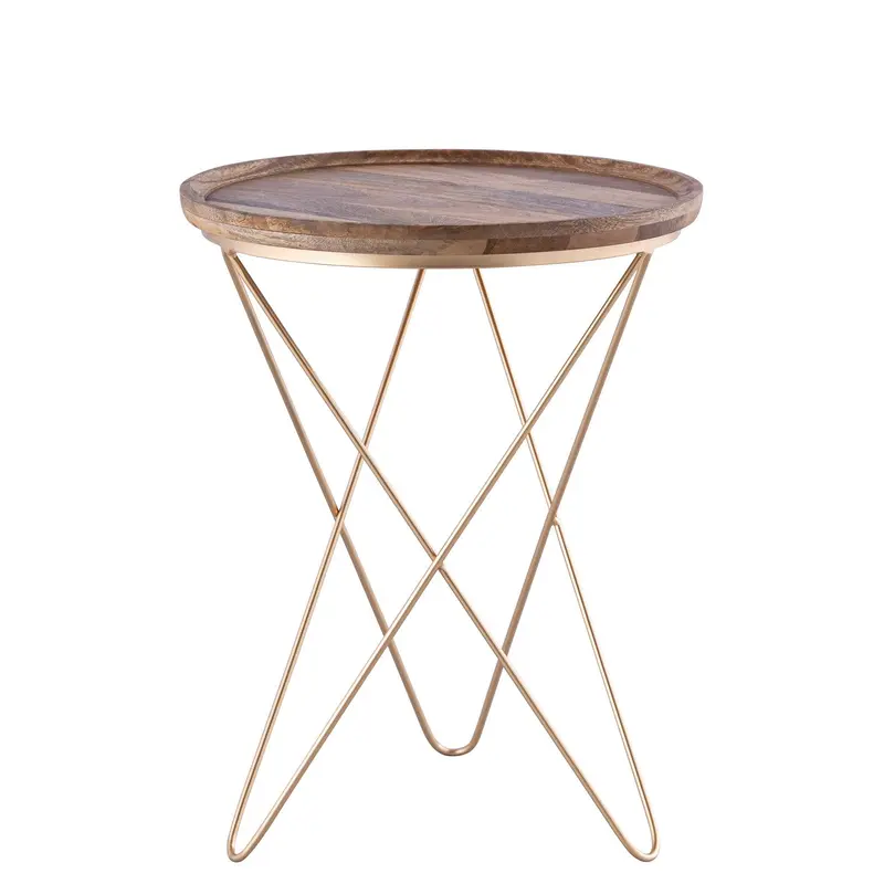 Reva Side Table Black With Natural Wood