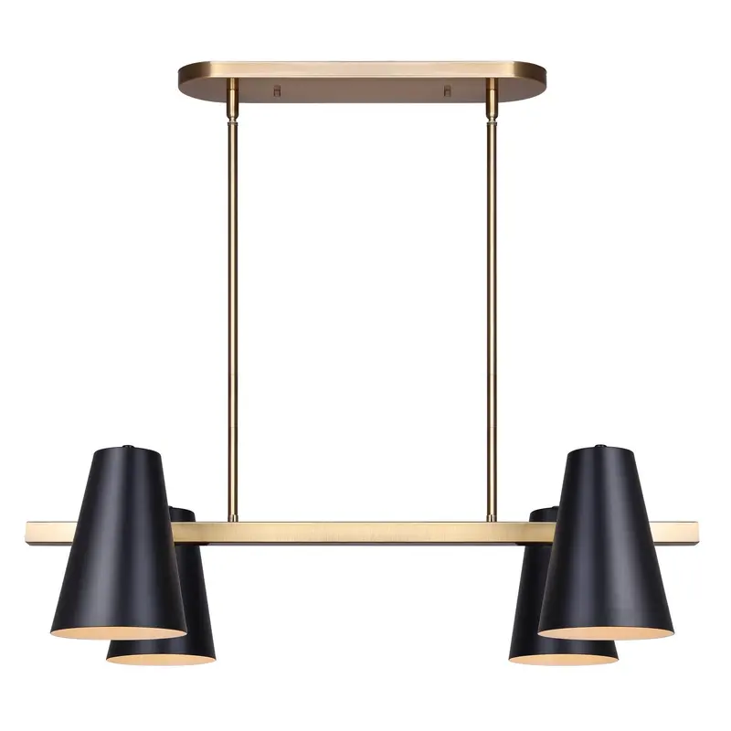 Harken Four Light Pendant Matte Black And Gold