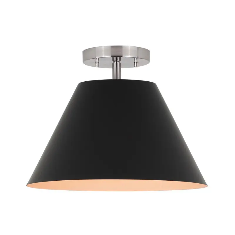 Talia One Light Semi Flush Mount Brushed Nickel/Matte Black