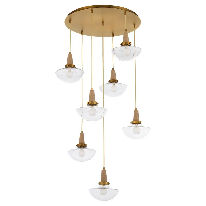 Stockport Seven Light Pendant Brushed Brass