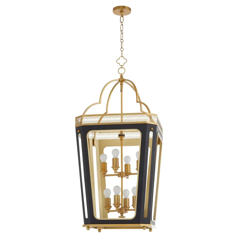 Loire Eight Light Pendant Matte Black|Brushed Brass