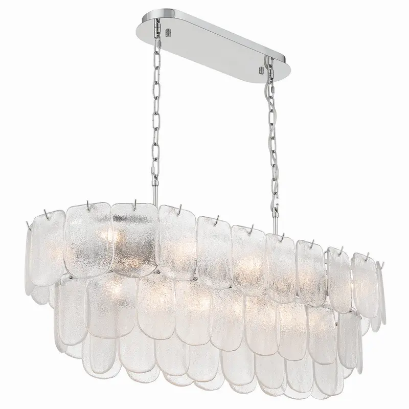 Bianca 12 Light Island Pendant Polished Nickel, Crystalline