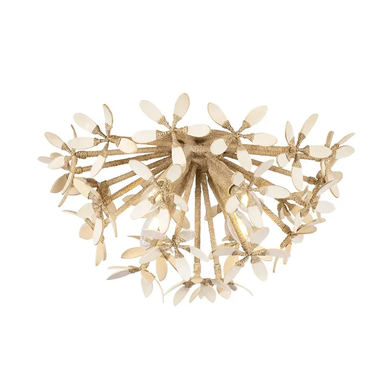 Corfu Four Light Semi Flush Mount Ivory Coco