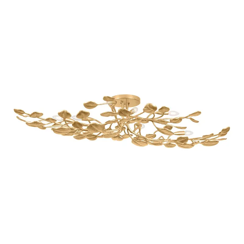Menorca Eight Light Semi Flush Mount Vintage Gold Leaf