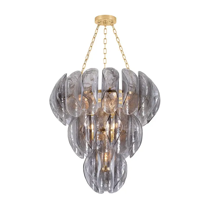 Anatase Ten Light Chandelier Vintage Gold Leaf