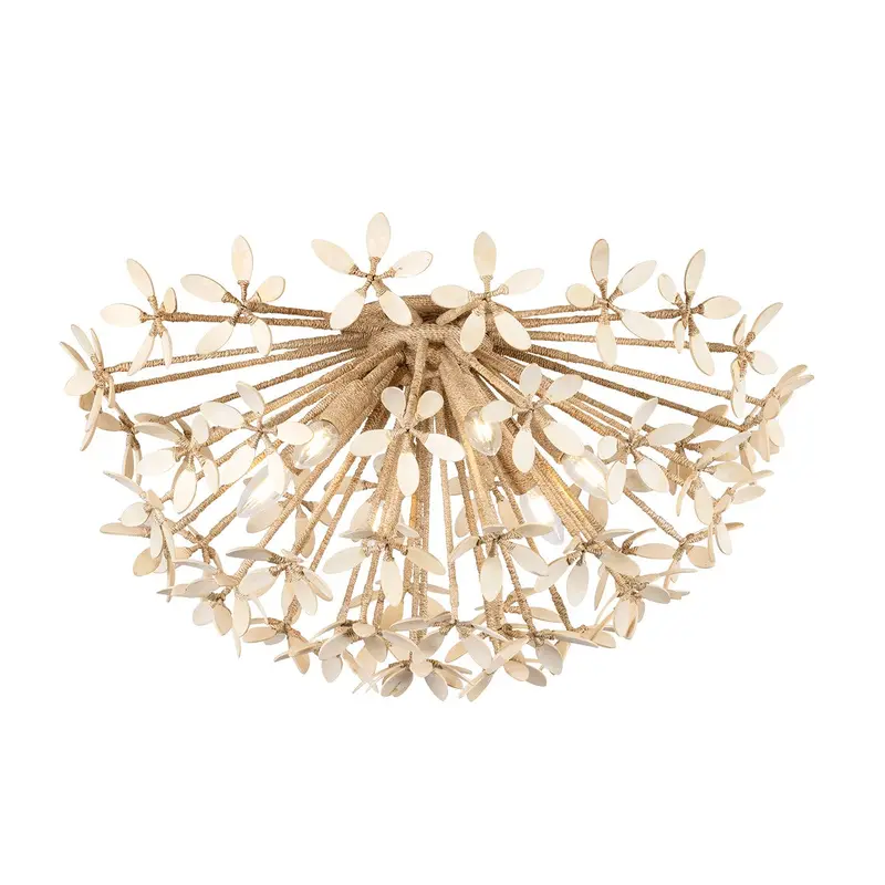 Corfu Six Light Semi Flush Mount Ivory Coco