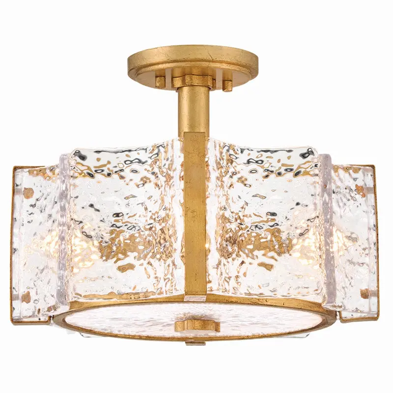 Florian LED Semi-Flush Mount Distressed Brass