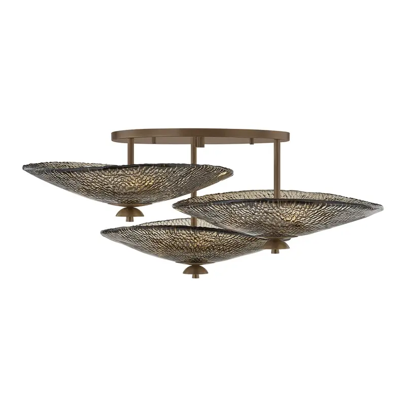 Alba Nine Light Semi Flush Mount Old World Brass