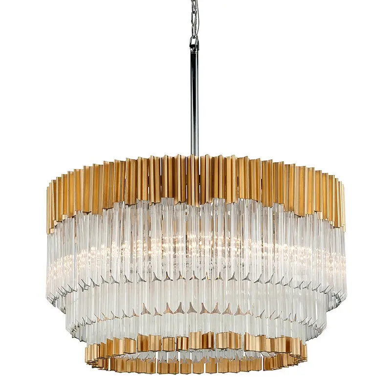 Charisma Eight Light Chandelier Gold Leaf/Stainless Steel