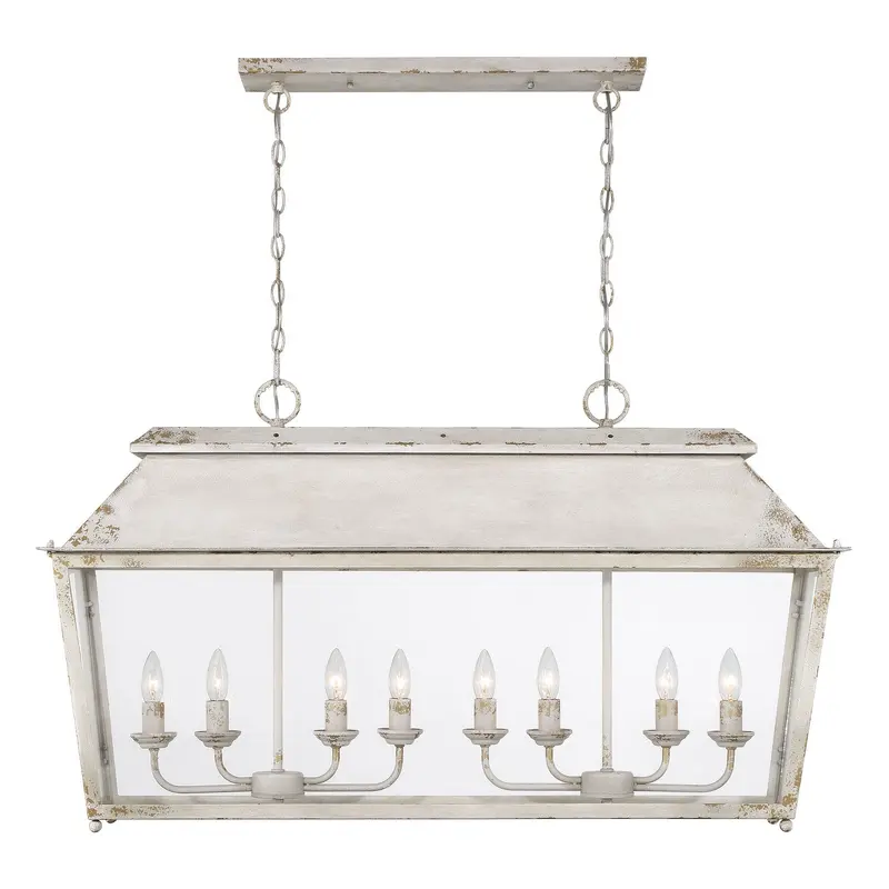 Abingdon Eight Light Linear Pendant Antique Ivory