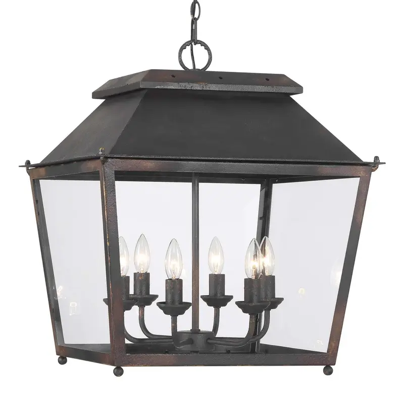 Abingdon Six Light Pendant Antique Black Iron