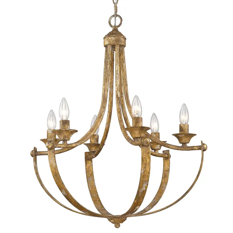 Victoria Six Light Chandelier Heirloom Gold