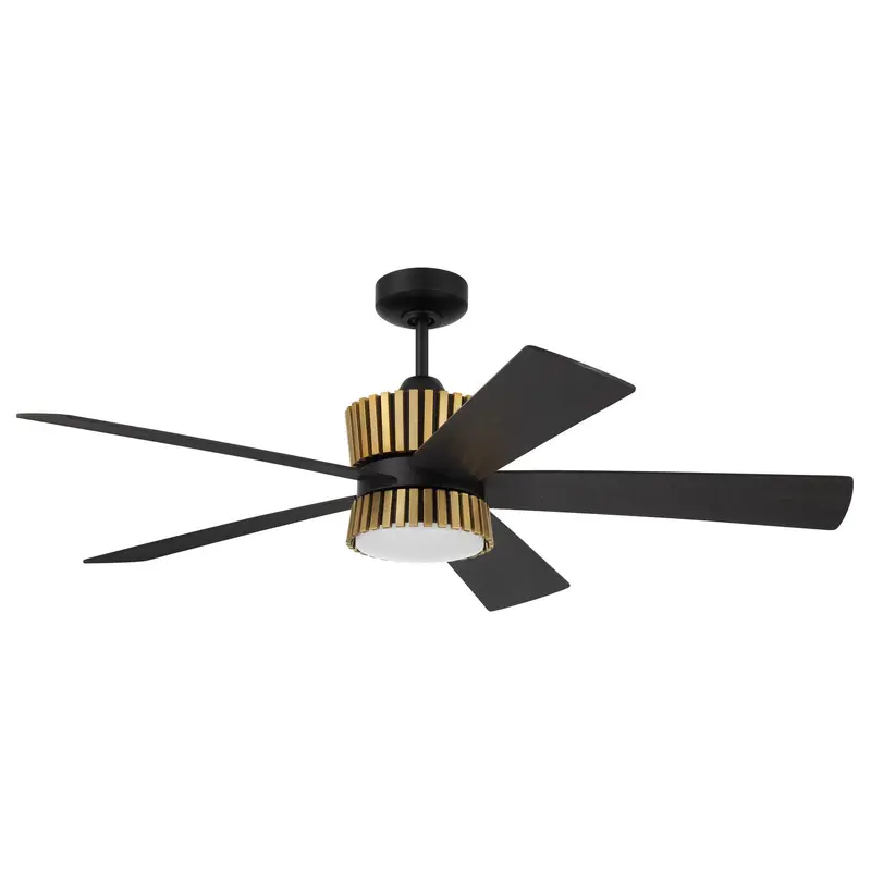 Theiry 52" Ceiling Fan no Wifi 52"Ceiling Fan Flat Black/Satin Brass