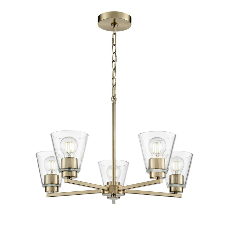 Strayhan Five Light Chandelier Modern Gold