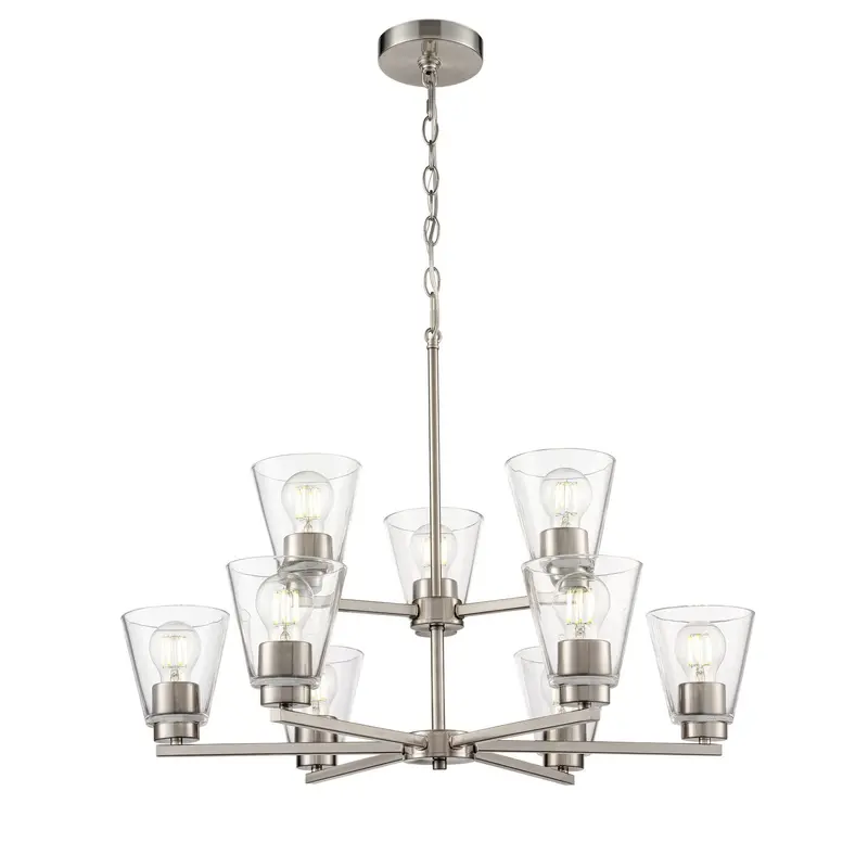 Strayhan Nine Light Chandelier Brushed Nickel