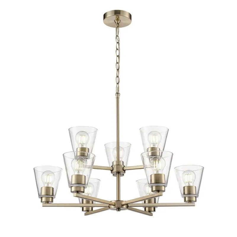Strayhan Nine Light Chandelier Modern Gold