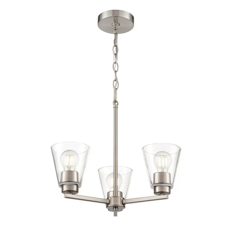 Strayhan Three Light Chandelier Brushed Nickel