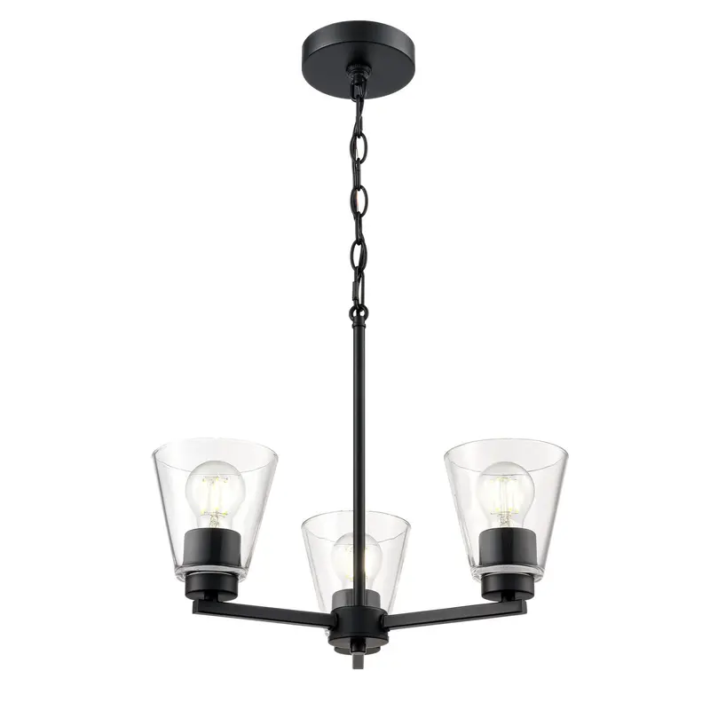 Strayhan Three Light Chandelier Matte Black