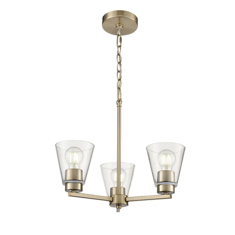 Strayhan Three Light Chandelier Modern Gold