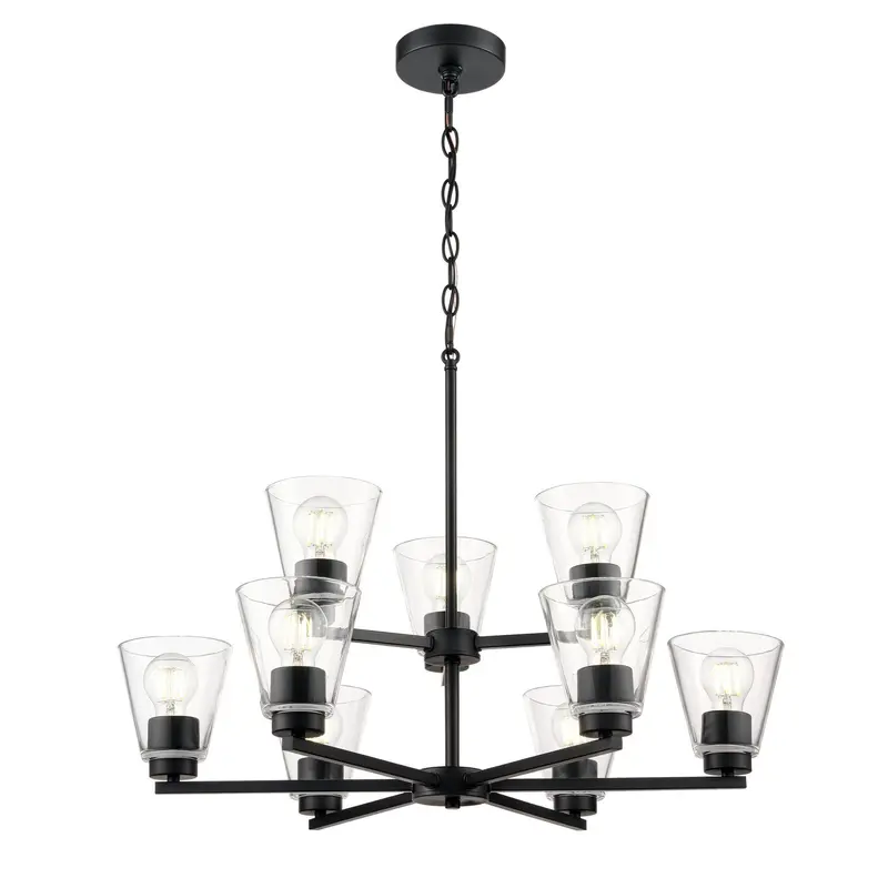 Strayhan Nine Light Chandelier Matte Black