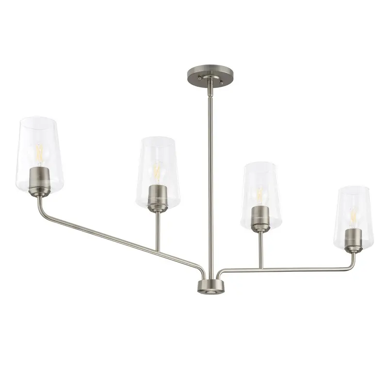 Celino Four Light Linear Chandelier Brushed Nickel