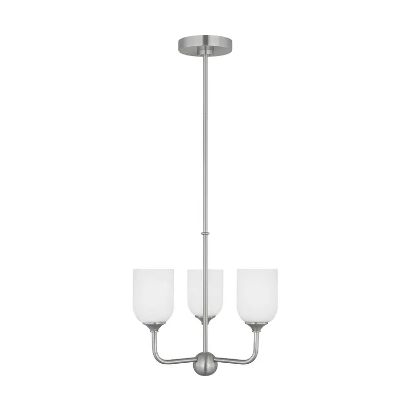 Emile Three Light Chandelier Brushed Steel