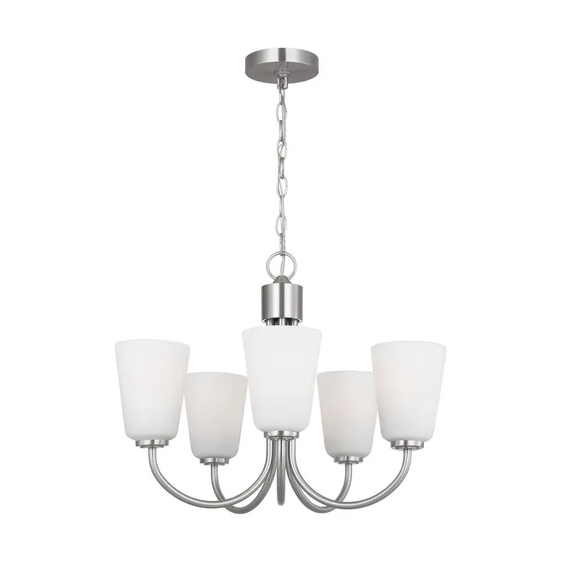 Miles Five Light Chandelier Brushed Nickel
