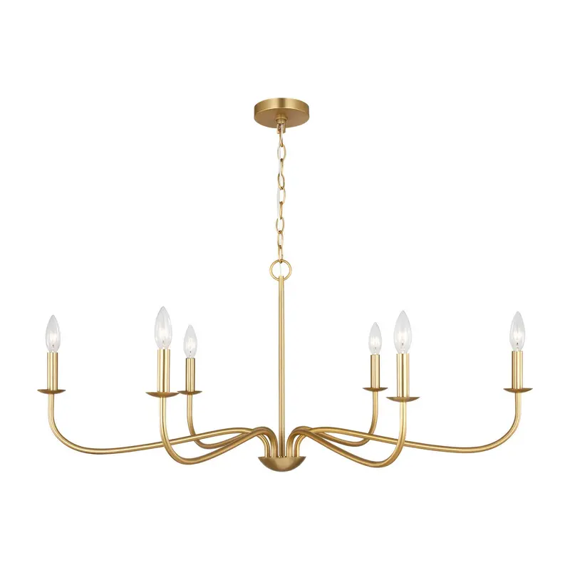 Abells Six Light Chandelier Satin Brass