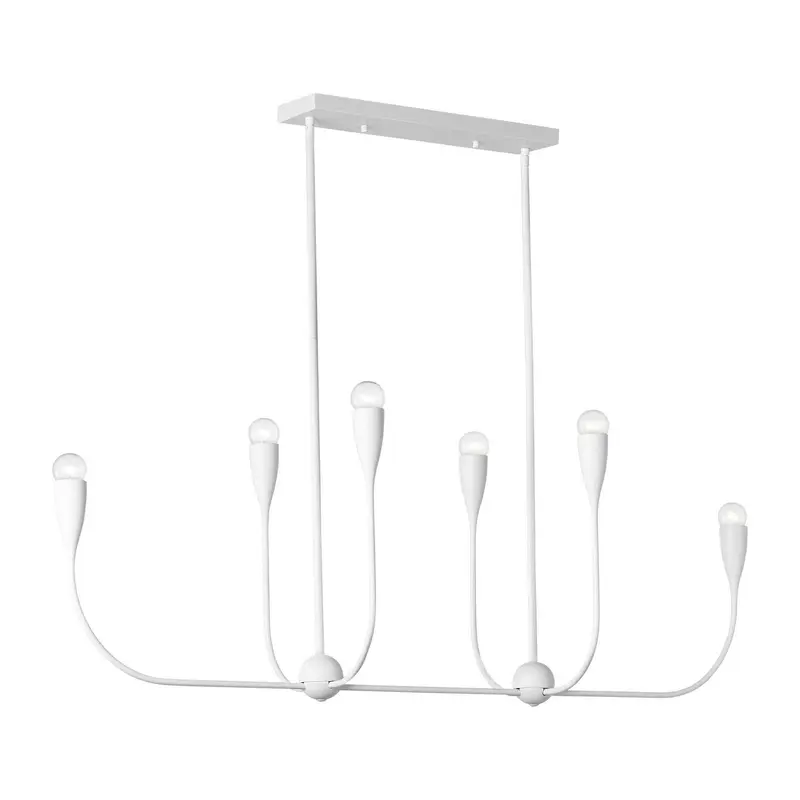 Maya Six Light Linear Chandelier Matte White