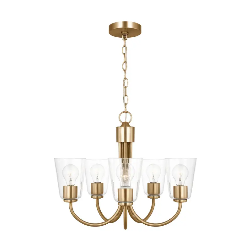 Miles Five Light Chandelier Satin Brass